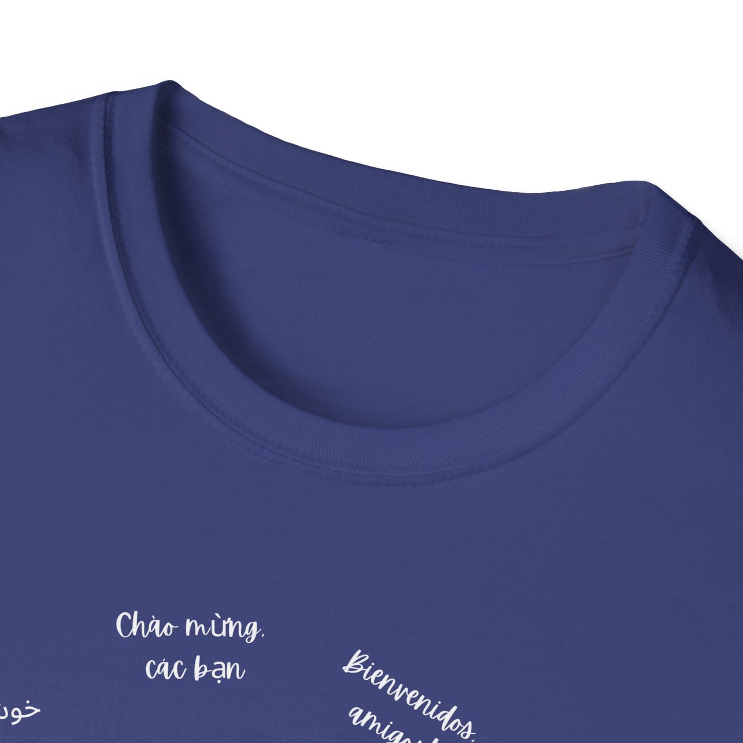 Multicultural Languages Unisex Softstyle T-Shirt - Welcome Friends ESOL Diversity Teachers Gift