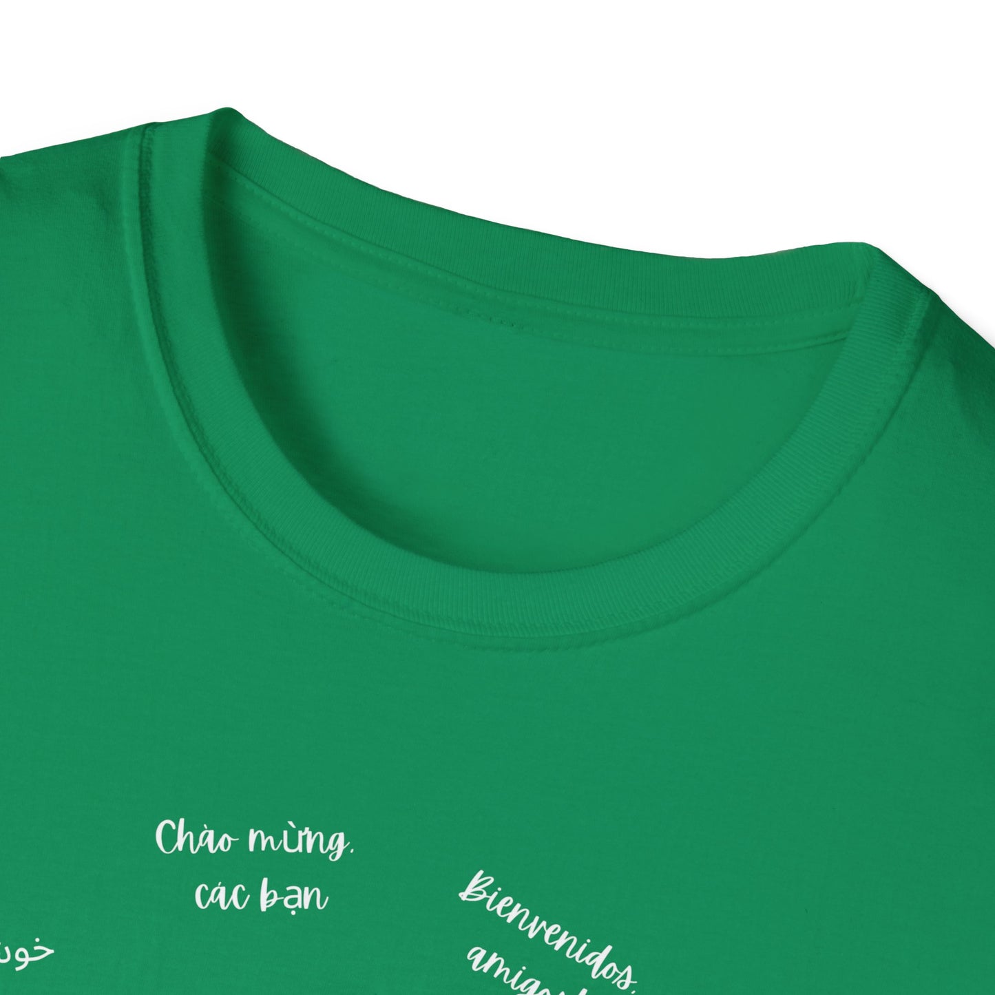 Multicultural Languages Unisex Softstyle T-Shirt - Welcome Friends ESOL Diversity Teachers Gift