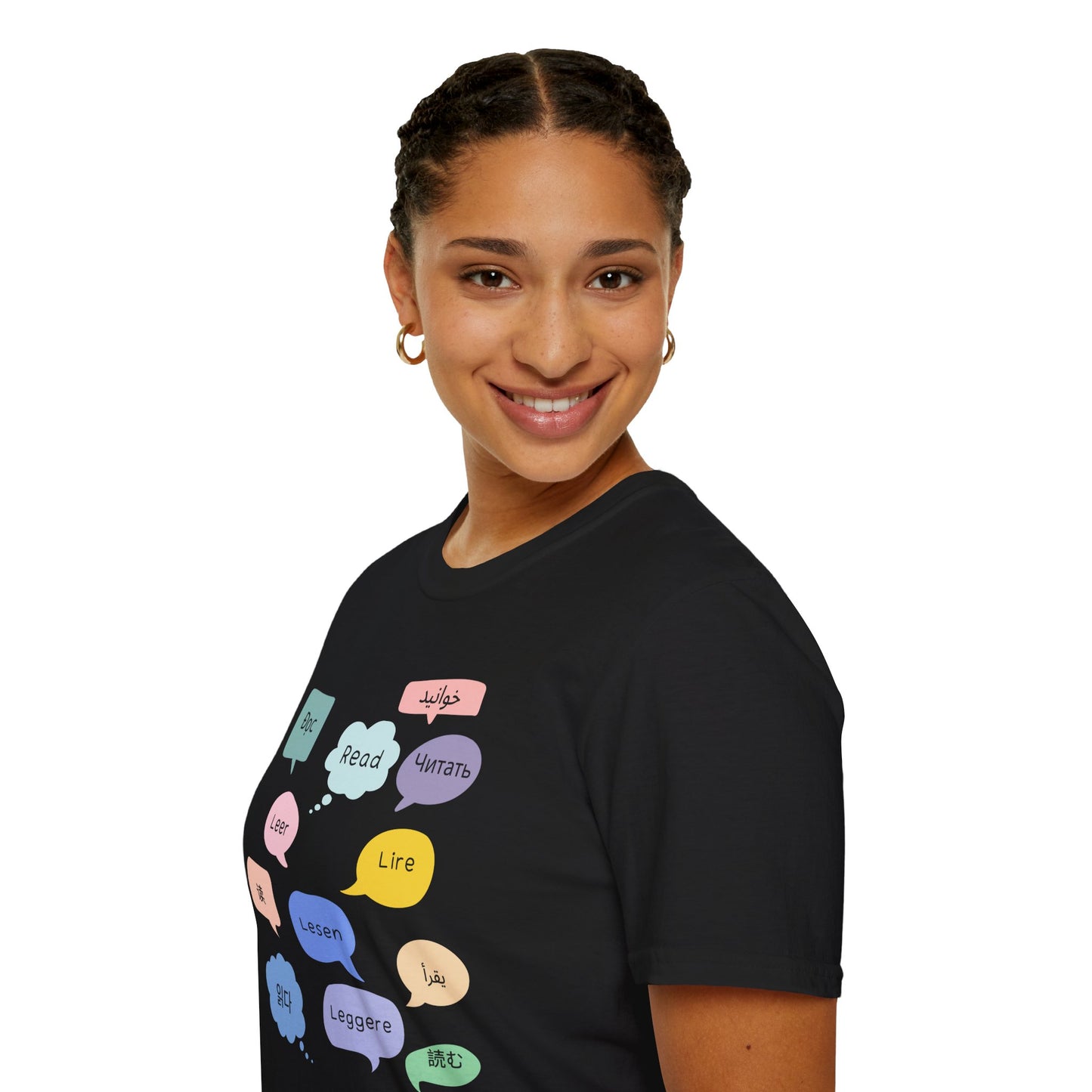 Multilingual Reading T-Shirt, Fun Language Tee, Book Lover Gift, Educational Shirt, Casual Wear for Readers