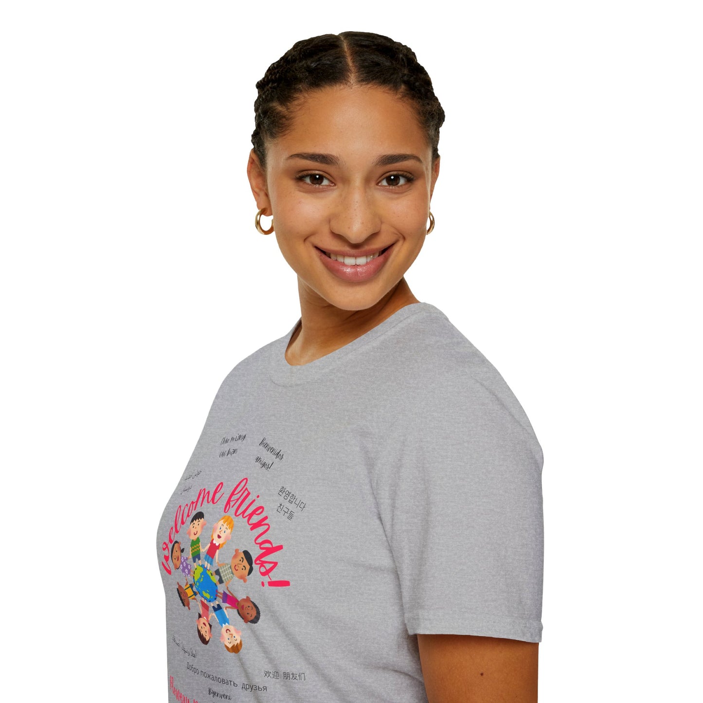 *FBES* Multilingual Welcome Friends Softstyle T-Shirt - ESOL Inclusion Back to School