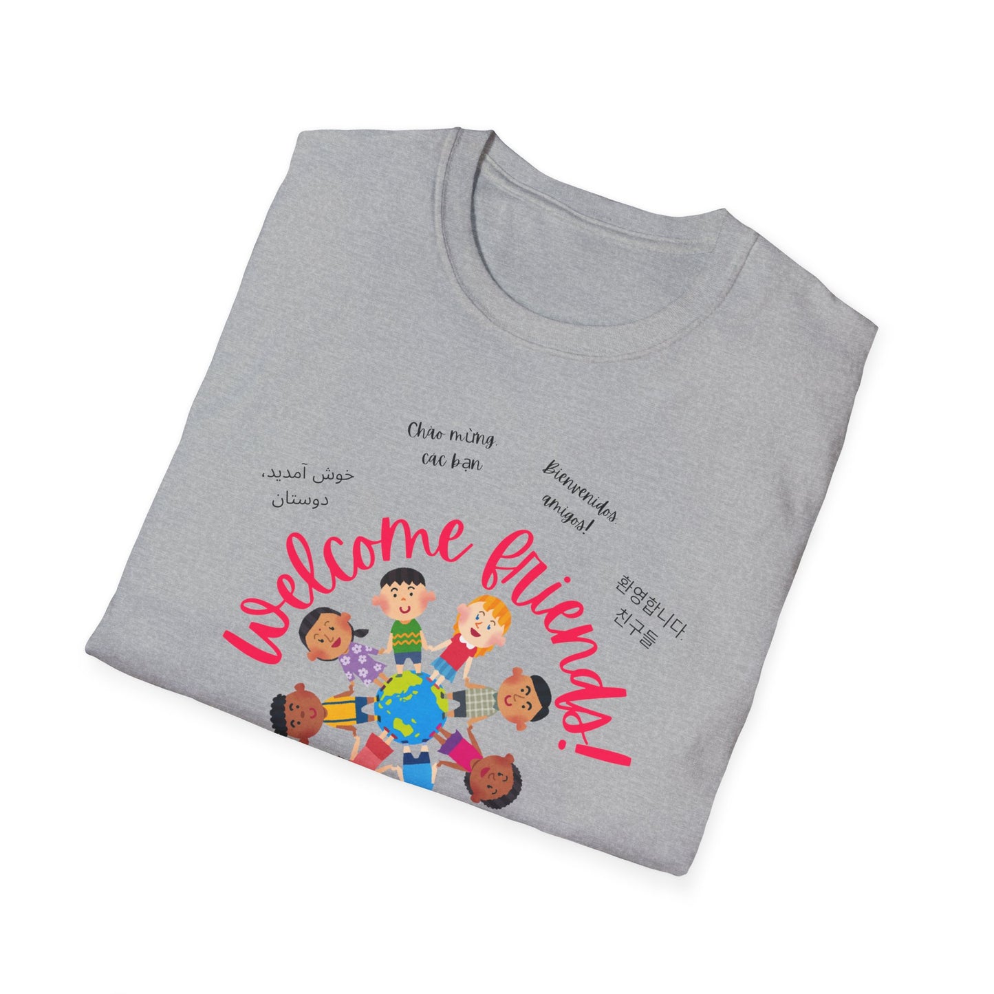 *FBES* Multilingual Welcome Friends Softstyle T-Shirt - ESOL Inclusion Back to School