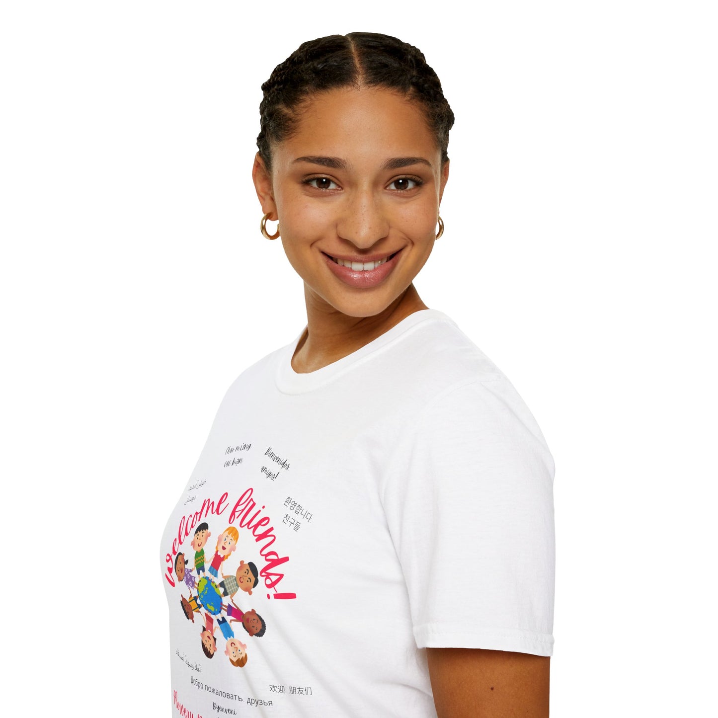 *FBES* Multilingual Welcome Friends Softstyle T-Shirt - ESOL Inclusion Back to School