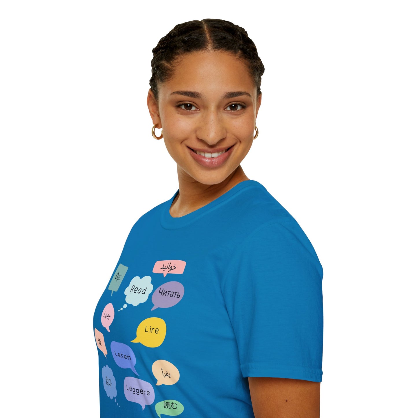Multilingual Reading T-Shirt, Fun Language Tee, Book Lover Gift, Educational Shirt, Casual Wear for Readers