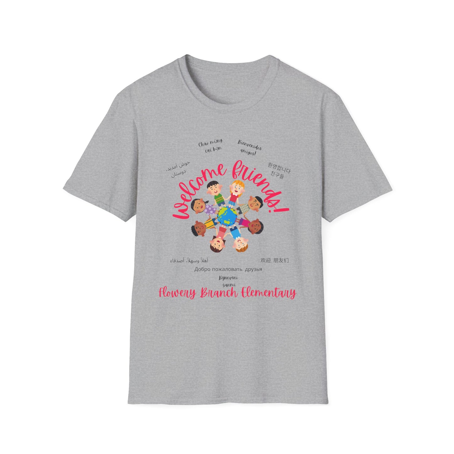 *FBES* Multilingual Welcome Friends Softstyle T-Shirt - ESOL Inclusion Back to School