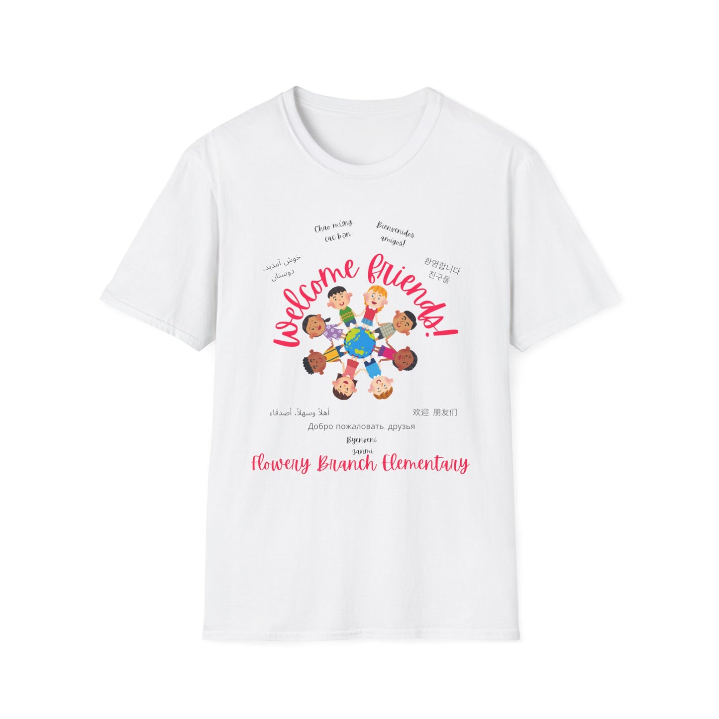 *FBES* Multilingual Welcome Friends Softstyle T-Shirt - ESOL Inclusion Back to School