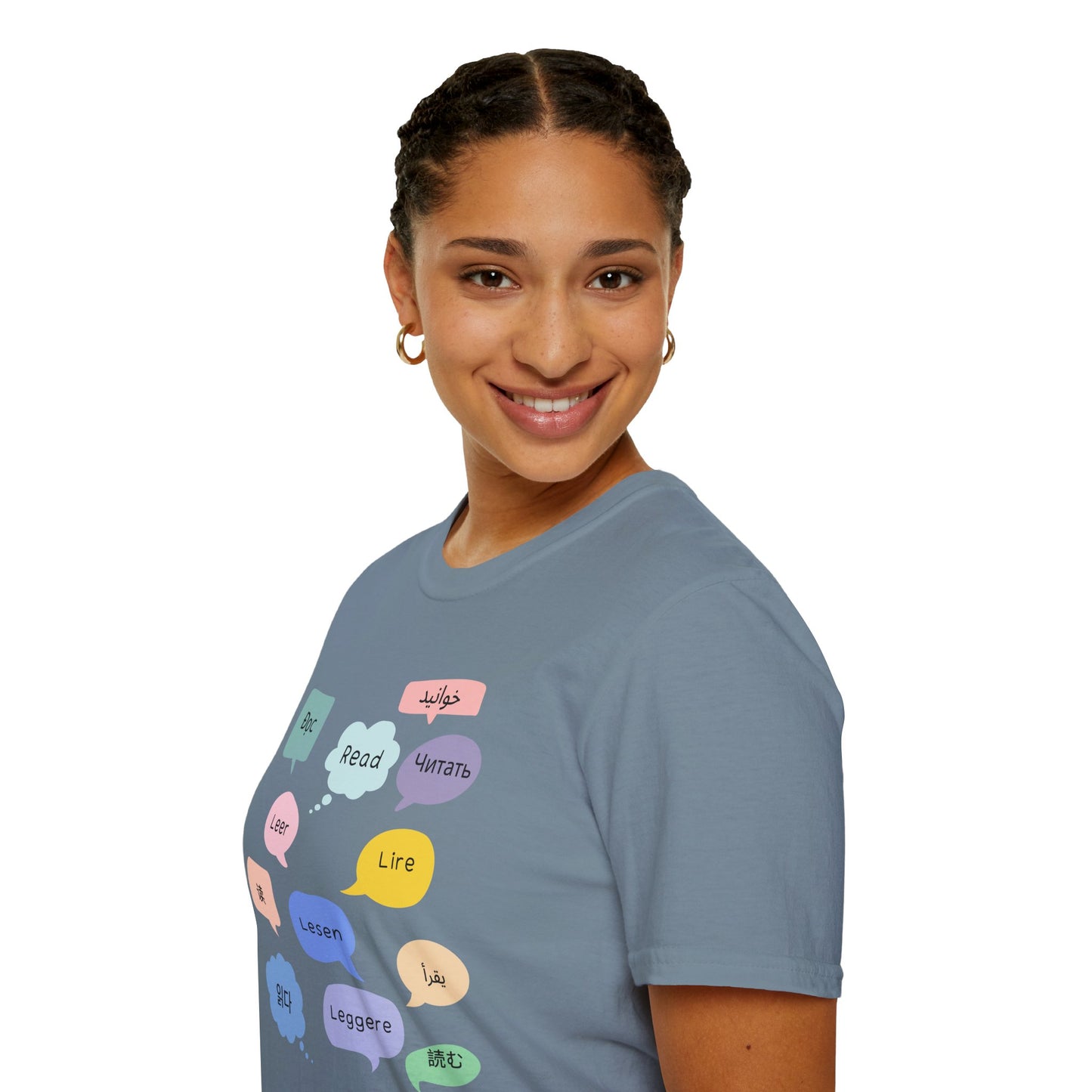 Multilingual Reading T-Shirt, Fun Language Tee, Book Lover Gift, Educational Shirt, Casual Wear for Readers