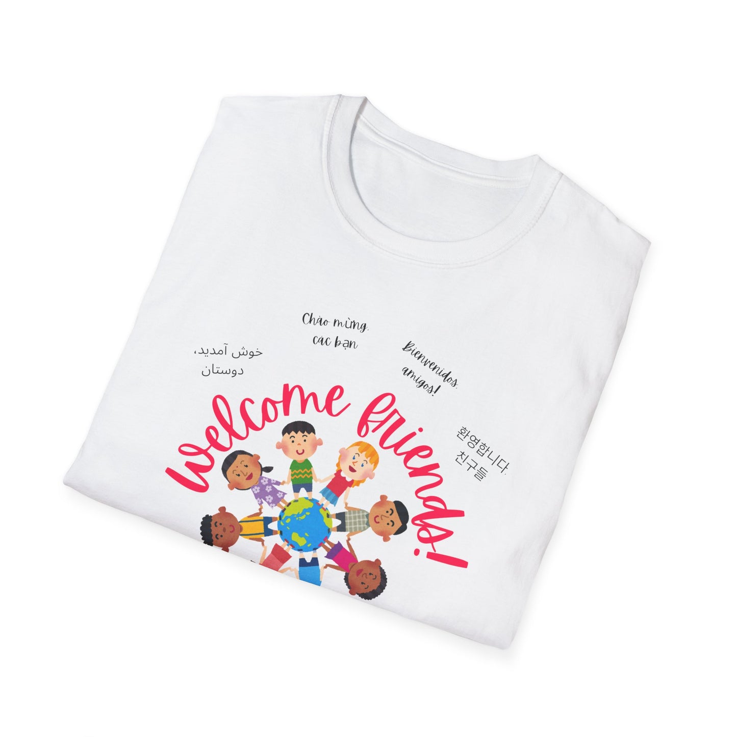 *FBES* Multilingual Welcome Friends Softstyle T-Shirt - ESOL Inclusion Back to School