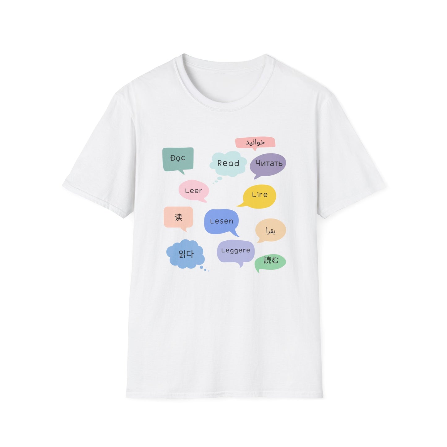 Multilingual Reading T-Shirt, Fun Language Tee, Book Lover Gift, Educational Shirt, Casual Wear for Readers