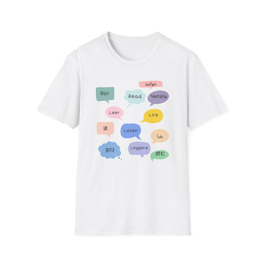 Multilingual Reading T-Shirt, Fun Language Tee, Book Lover Gift, Educational Shirt, Casual Wear for Readers