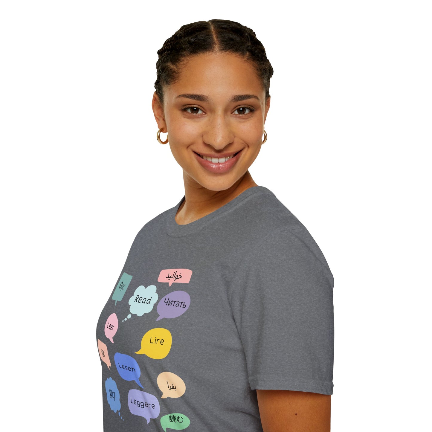 Multilingual Reading T-Shirt, Fun Language Tee, Book Lover Gift, Educational Shirt, Casual Wear for Readers